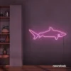 Shark neon sign in baby pink for kids' rooms, ocean-themed decor, and fun playroom walls.