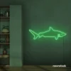 Shark neon sign in green for kids' rooms, ocean-themed decor, and fun playroom walls.
