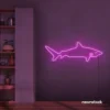 Shark neon sign in pink for kids' rooms, ocean-themed decor, and fun playroom walls.