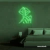 Shushing lips neon sign in green for beauty salons, glam rooms, and bold home decor.