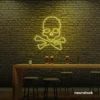 Skull neon sign in lemon yellow for man cave or garage decor