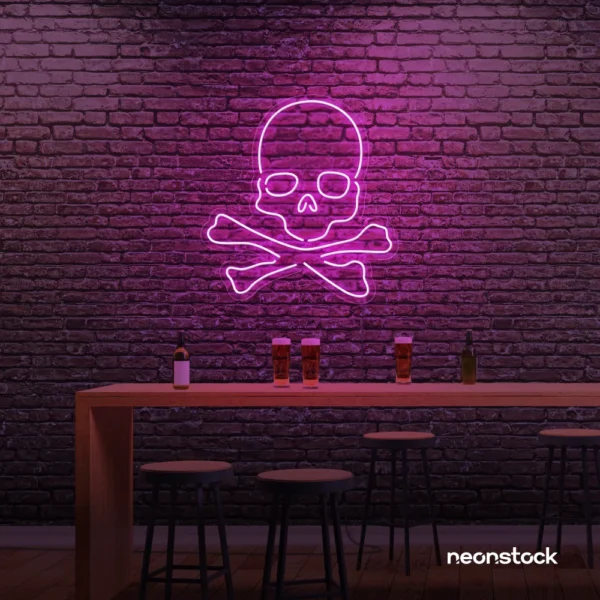 Skull neon sign in pink for man cave or garage decor