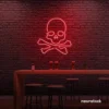 Skull neon sign in red for man cave or garage decor