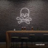 Skull neon sign in white for man cave or garage decor