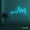Skyline neon sign in mint green for modern wall decor