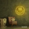 Smiley face neon sign in golden yellow for dorm walls, teen rooms, and joyful room decor.