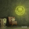 Smiley face neon sign in lemon yellow for dorm walls, teen rooms, and joyful room decor.