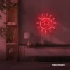 Sun neon sign in red for kids' rooms, nurseries, and cheerful home decor.