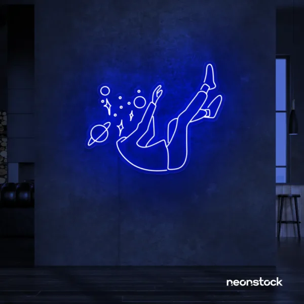Space head neon sign in Dark Blue color for kids room or game room wall decor