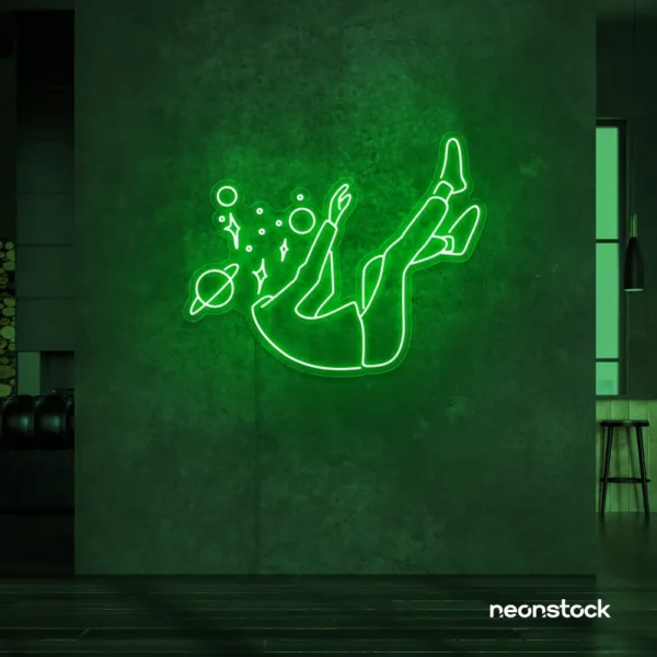 Space head neon sign in Deep Green color for kids room or game room wall decor