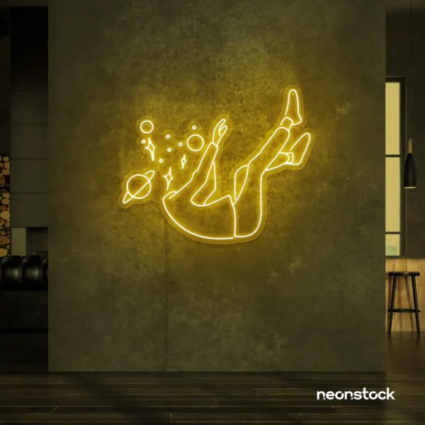Space head neon sign in Golden Yellow color for kids room or game room wall decor
