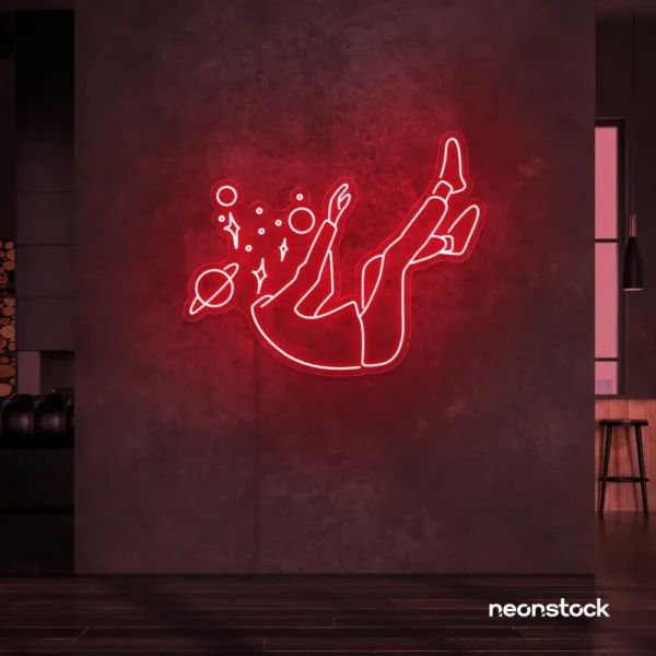 Space head neon sign in Red color for kids room or game room wall decor
