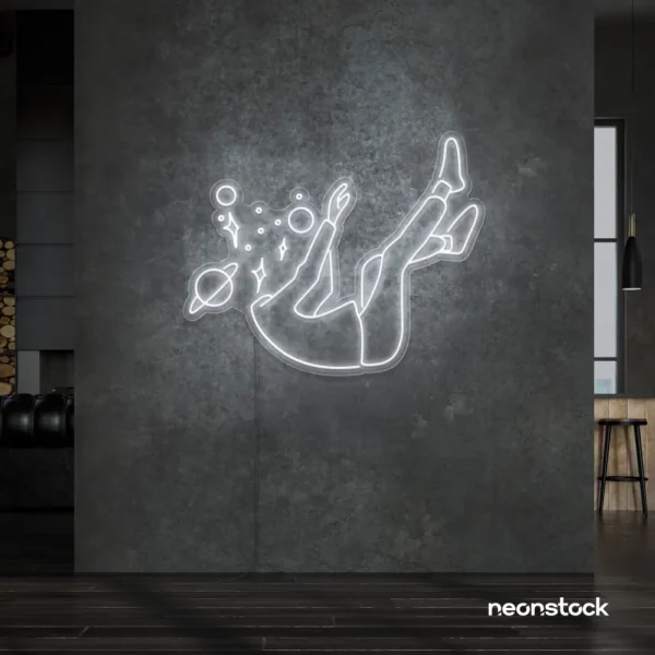 Space head neon sign in White color for kids room or game room wall decor