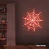 Spider web neon sign in peachy pink for kids room wall decor or Halloween-themed spaces