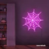Spider web neon sign in pink for kids room wall decor or Halloween-themed spaces