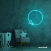 Mint green star and circle neon sign on wall – modern LED decor for calming spaces and nurseries