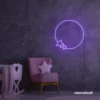 Star and circle neon sign in purple for aesthetic kids’ bedroom or lounge lighting