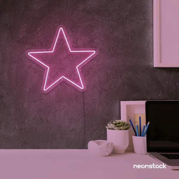 Star neon sign in baby pink for kids' rooms, nursery walls, and bedtime light decor.