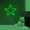 Star neon sign in deep green for kids' rooms, nursery walls, and bedtime light decor.