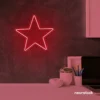 Star neon sign in red for kids' rooms, nursery walls, and bedtime light decor.