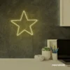 Star neon sign in warm white for kids' rooms, nursery walls, and bedtime light decor.
