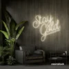 Stay Gold neon sign in neutral white for glam rooms, babe caves, and feminine decor.