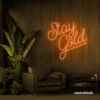 Stay Gold neon sign in orange for glam rooms, babe caves, and feminine decor.