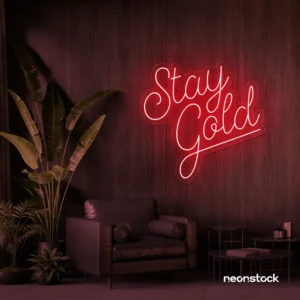 Stay Gold neon sign in red for glam rooms, babe caves, and feminine decor.