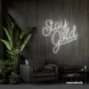 Stay Gold neon sign in white for glam rooms, babe caves, and feminine decor.