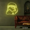 Finger heart neon sign in lemon yellow for bedroom and dorm room decor