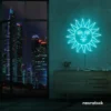 Smiley sun neon sign in mint green for kids' rooms, nurseries, and cheerful wall decor.
