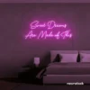 Sweet Dreams Are Made of This neon sign in pink for bedrooms, dreamy wall decor, and ambient lighting.