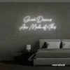 Sweet Dreams Are Made of This neon sign in white for bedrooms, dreamy wall decor, and ambient lighting.