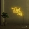 Neon sign text 'Till Death Do Us Party' in golden yellow for wedding decor, romantic event signage, party celebration