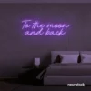 To the Moon and Back neon sign in purple for nursery rooms, kids' spaces, and bedtime wall decor.
