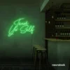 Treat Yo Self neon sign in green for salons, spas, dessert shops, and cozy home spaces.