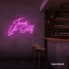 Treat Yo Self neon sign in pink for salons, spas, dessert shops, and cozy home spaces.