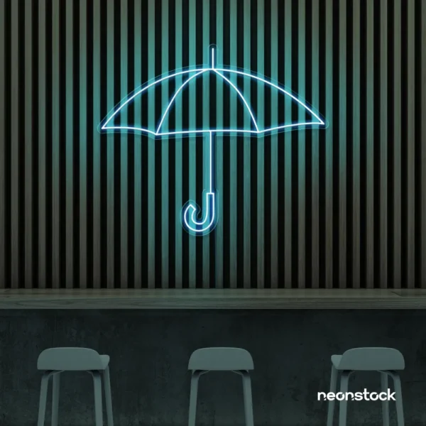Umbrella neon sign in ice blue for home decor, kids room, aesthetic lighting
