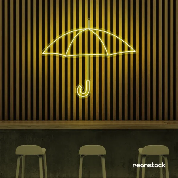 Umbrella neon sign in lemon yellow for home decor, kids room, aesthetic lighting