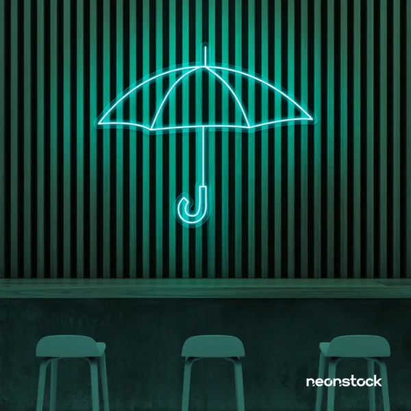 Umbrella neon sign in mint green for home decor, kids room, aesthetic lighting
