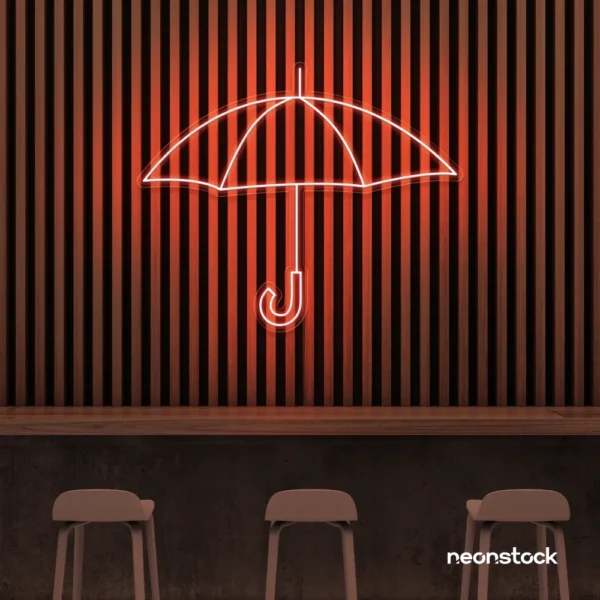Umbrella neon sign in peachy pink for home decor, kids room, aesthetic lighting
