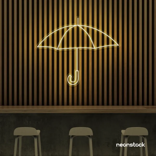 Umbrella neon sign in warm white for home decor, kids room, aesthetic lighting