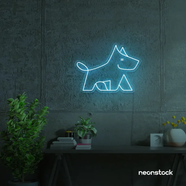 West Terrier neon sign in ice blue for dog lovers or pet-themed decor