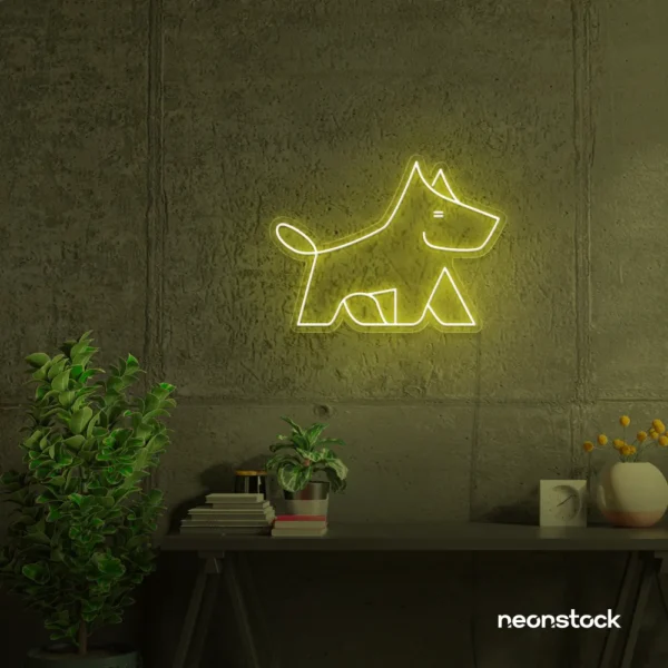 West Terrier neon sign in lemon yellow for dog lovers or pet-themed decor