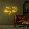 Will You Marry Me neon sign in baby pink for proposals and weddings