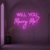 Will You Marry Me neon sign in pink for proposal and engagement party decor