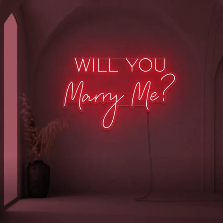 Will You Marry Me neon sign in red for proposal and engagement party decor