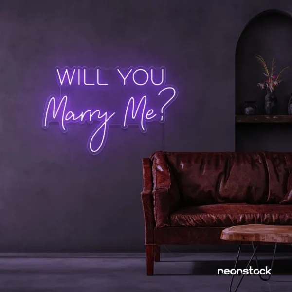 Will You Marry Me neon sign in baby pink for proposals and weddings