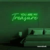 You Are My Treasure neon sign in deep green for romantic decor, bedroom walls, and love-filled spaces.