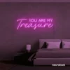 You Are My Treasure neon sign in pink for romantic decor, bedroom walls, and love-filled spaces.